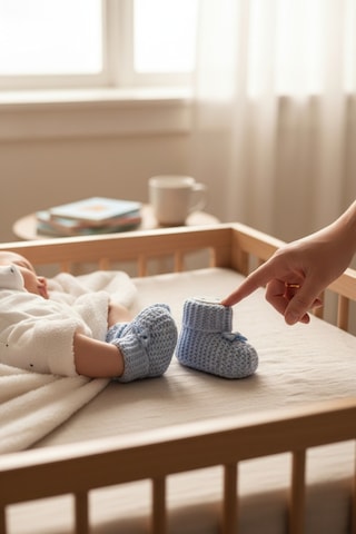 Balbeybi Örgü Triko Yenidoğan Bebek Patiği 0 6 Ay Unisex Ponponsuz Yumuşak Patik Mavi