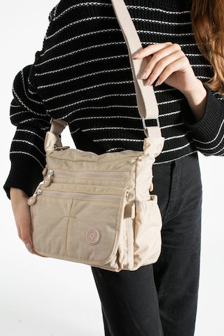 Baginn Klinkır Kadın Postacı Çanta Çok Cepli Kapaklı Model 30 20 Cm Su İtici Çapraz Askılı Postacı Çanta Krem
