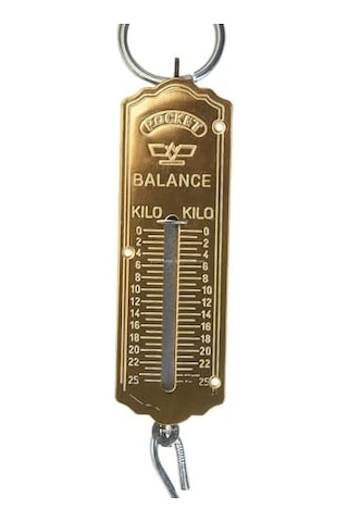 El Kantarı, 25 Kg Kapasiteli, Metal Gövdeli, Sarı Levhalı, Taşınabilir, Et Taşıma, Balık Avı İçin, Hassas Tartı, Askı Kancalı, Pocket Balance, Ek521 Açık Bej