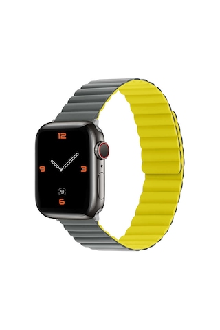 Ekılıf - Apple Uyumlu  Watch Ultra 49mm - Kordon Strap Kayış Krd-52 - Gri-turuncu