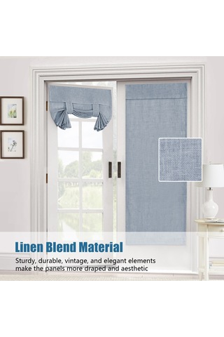 Symbee Linen Blend Opak Gizlilikli Pencere Perde Seti 2 Adet - W66xh172cm, Çivi Yok Yapıştırıcı Montaj, Güneş Engeli Ve Aynı Renk Bağlayıcı Mavi