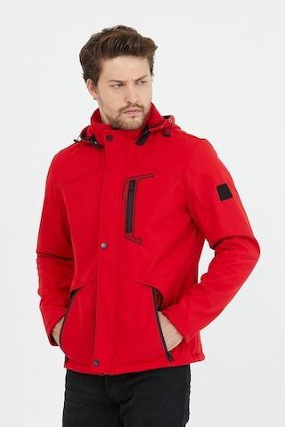 Mero Life Içi Kürklü Kapüşonlu Su Ve Rüzgar Geçirmez Softshell Erkek Mont Kırmızı