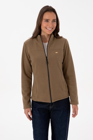 U.S. Polo Assn. Kadın Haki Fermuarlı Dik Yaka Polar Sweatshirt 50316729-VR027