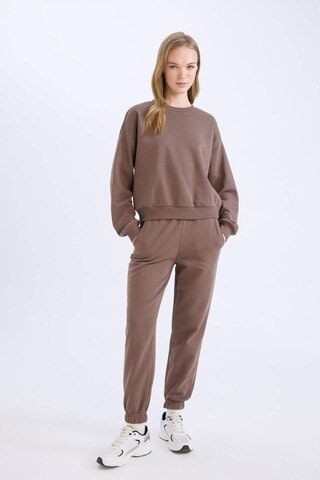 Defacto Regular Fit 2li Takım Kalın Bisiklet Yaka Sweatshirt Esnek Belli Jogger Eşofman Altı D8022axnsbn66 Kahve