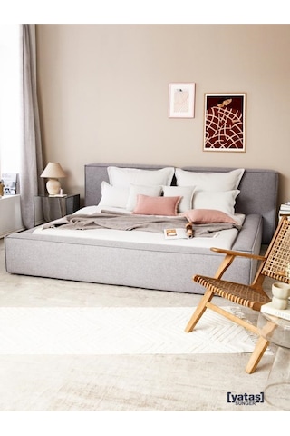 Most Mollior Bazalı Karyola Gri Keten Kumaş 180x200 Cm. Yatak İçindir