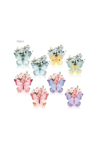 Willowhaven 12 Adet 3d Kelebek Parti Davetiyesi Elektriksiz Ev Dekoru Çiçek Temalı Kutu