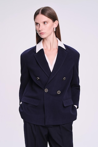 Saykı Woman Lacivert Dinamik Fit Kruvaze Ceket Camel