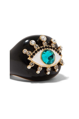 Evil Eye Cocktail Ring, Kristalli Nazar Yüzüğü Siyah