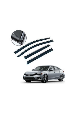 Honda Civic Fe1 Uyumlu Krom Çıtalı Cam Rüzgarlığı 2021-