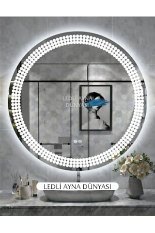 60 Cm Beyaz Ledl,banyo Antre Makyaj Aynası Ledli Ayna Beyaz - Gümüş
