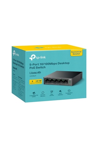 TP-LINK LS105LP 4 PORT 10/100 + 1 Port RJ45 Uplink 41 W 250 M Poe Switch