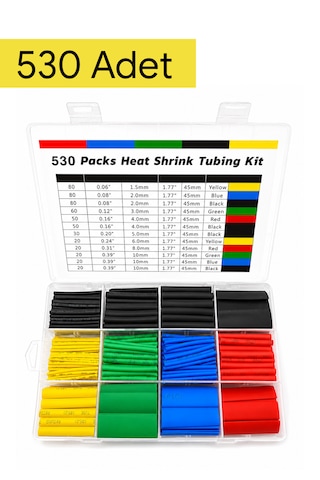 Makaron Seti 530 Parça Kutulu 8 Boy 5 Renk Isıyla Daralan Kablo Koruyucu Polyolefin Shrink Kaplama Makaron Seti 530 Parça Kutulu 8 Boy 5 Renk Isıyla Daralan Kablo Koruyucu Polyolefin Shrink Kaplama