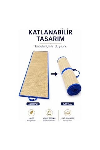 Hasır Mat, Plaj - Kamp Matı Hasır, 60x180 Cm Krem