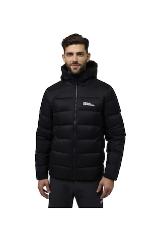 Jack Wolfskin Erkek Outdoor Montu Nebelhorn Down Siyah Kapüşonlu Renkli Siyah