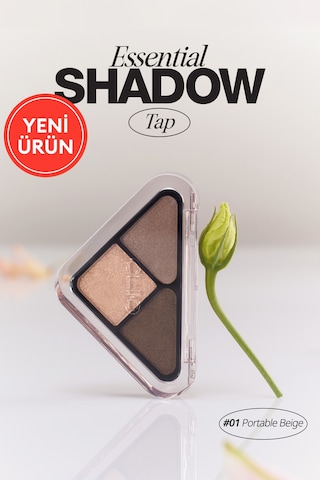 Clio 3 Renk İçeren, Mat Ve Işıltılı Bitişli Mini Far Paleti Essential Shadow Tap 01 Portable Beige