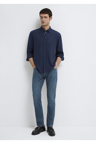 Mavi - Keten Karışımlı Lacivert Tencel Tm Liyosel Gömlek 0211482-70490 Lacivert