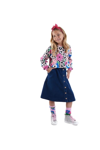 Denokids Kız Çocuk Midi Boy Denim Etek Renkli