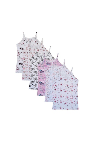 Tutku 6Lı Kız Çocuk Ip Askılı Atlet Empirme Pamuklu Renkli