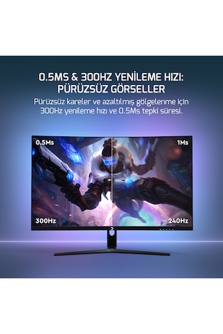 Gamepower Vivid V80 27'' 0.5 MS 300 Hz Curved RGB Full HD Gaming Monitör