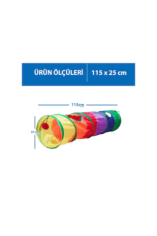Herniks Düz Katlanabilir Gökkuşağı Kedi Tüneli 115 CM
