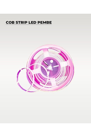 12v Cob Şerit Led Pembe Işık - Metrede 360 Led - 5 Metre 5 METRE