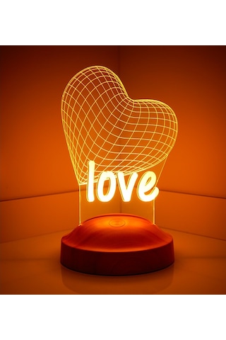 3D Led Lamba 3 Boyutlu 14 Şubat Love Özel Hediye Gecelambası Çok Renkli