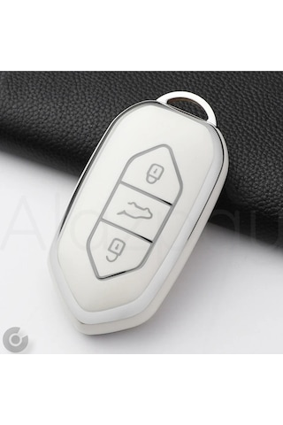 Togg T10x T10f Uyumlu Tpu Anahtar Kılıfı Beyaz Gümüş