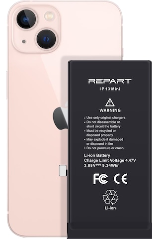 İphone 13 Mini Uyumlu Güçlendirilmiş Yüksek Kapasite Batarya - 2450 Mah