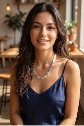 Tua Moda Yuvarlak Plaka Model Gümüş Renk Kadın Kolye Çok Renkli