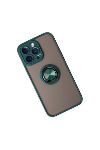 Gld-spt- Newface Apple Uyumlu iPhone 14 Pro Max Kılıf Montreal Yüzüklü Silikon Kapak - Yeşil