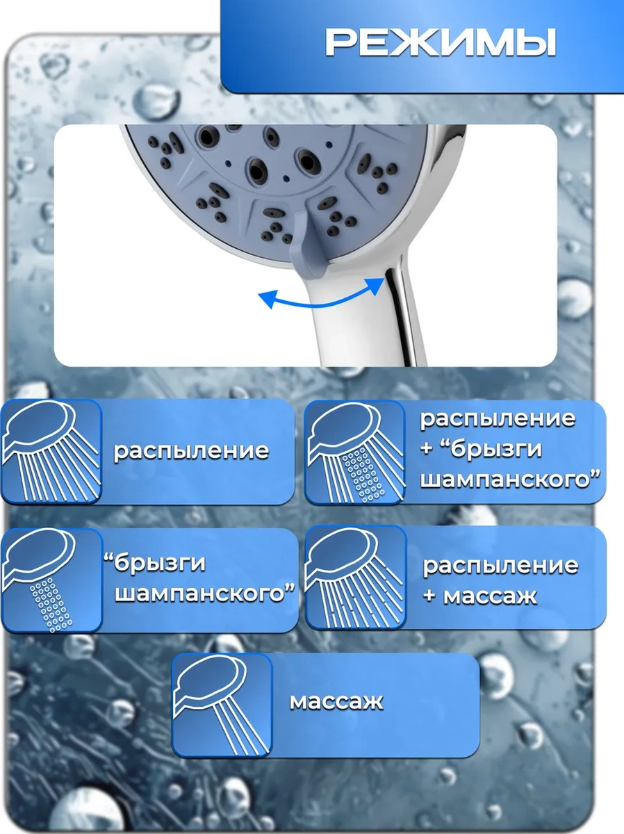 Behome 5 Modlu Duş Başlığı Hortumlu Premium Kalite 316828261 Gri