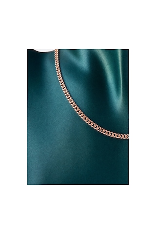 Sertifikalı 316l Çelik Premium Rose Gold Kaplama Cuban Zincir Kadın Kolye Altın