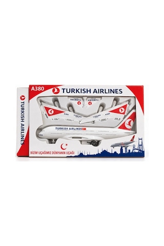 Türk Hava Yolları A380 Sürtme Mekanizmalı Oyuncak Yolcu Uçağı Seti Çok Renkli