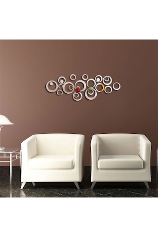 Ruicoo 24 Parça Çıkarılabilir Akrilik Ayna Dekor Seti - Salon Ve Yatak Odası İçin Gümüş