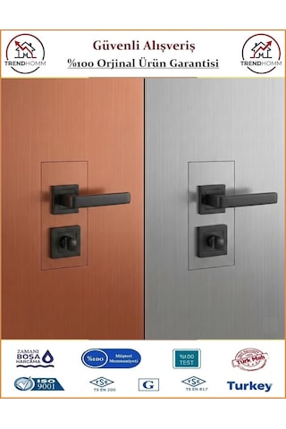 Grossavm Lama Rozetli Wc Banyo Kapı Kolu - Mat Siyah - 1 Takım Ön Ve Arka