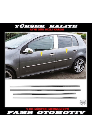 Vw Golf 5 Krom Cam Çıtası 4 Prç. 2004-2009 P. Çelik