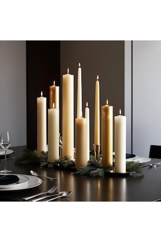 Soya Parafinli Beyaz Çap:5 Cm Boy:25 Silindir Blok Mum 3 Adet 50 Saat Yanma Süreli Beyaz Beyaz