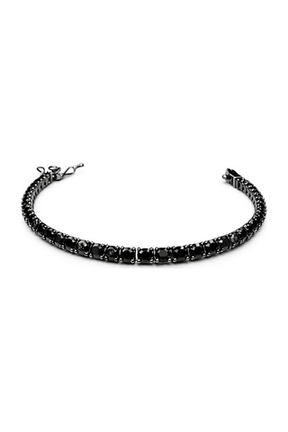 925 Ayar Gümüş Siyah Zirkon Taşlı Kadın Bileklik Siyah Su Yolu Zarif Hediye 18.5 Cm Siyah - 816376733 Siyah