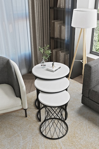 Emga Home Zenith Zigon Sehpa - Beyaz Beyaz