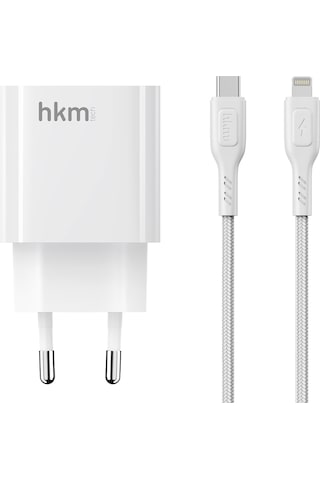 Bolt Duo 20W Usb-A Ve Type-C Çift Portlu Hızlı Şarj Aleti Lightning Kablo Ve Adaptör Seti Beyaz