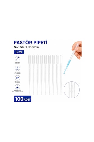 Pastör Pipeti Non Steril Damlalık 3 Ml Plastik 100 Adet