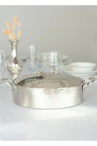 Bakır Tencere Seti Modern Tasarım Gümüş Renk