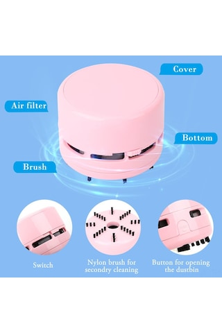 Gajeena Tw8050 Pembe El Tutan Mini Süpürge - Ev, Masaüstü Ve Araç İçin Elektrikli Küçük Temizlik Aleti