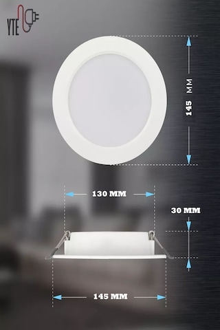 9 W Beyaz Sıva Altı Yuvarlak Led Panel 6500 K Yüksek Kalite Beyaz - Beyaz