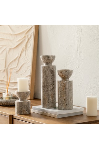 Silver Travertine Aura Orta Mumluk Natural