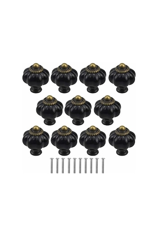 10 Adet Balkabağı Şeklinde Kapı Kolu, Seramik Çekmece Kulpları, Eski Balkabağı Kulpları, Vidalı Yuvarlak Mobilya Kulpu