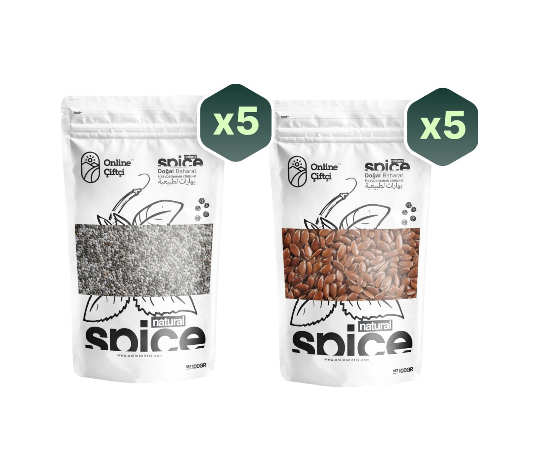 Online Çiftçi Chia Ve Keten Tohumu Avantaj Seti 10 x 100 G
