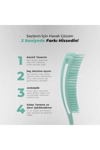 Airflex Multifonksiyonel Dolaşık Açıcı Saç Fırçası - Su Yeşili