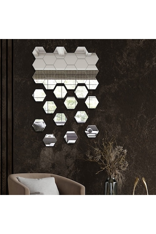 Ayna | Düz Ayna | 30'Lu Takım Altıgen Ayna Şeffaf