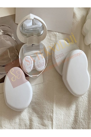 Lionsa Lens Kutusu Ve Takma Aparatı Seti Aynalı Kalp-beyaz